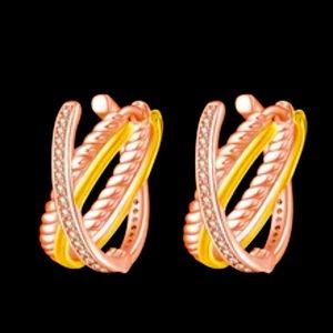 Tiffany Style-14k Rose Gold Vermeil Earrings 1”